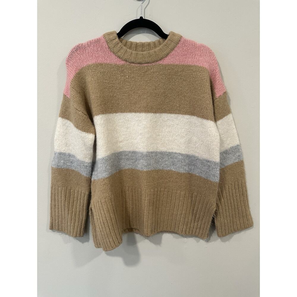Topshop Women's Colorblock Knit Pullover Oversize Sweater Size 2 2508